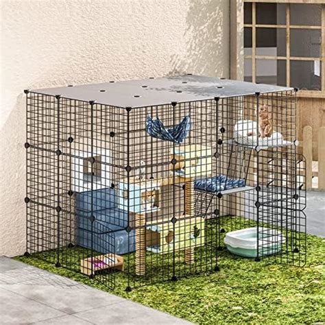 Eiiel Outdoor Cat House Cat Cages Enclosure With Super Large Enter Door