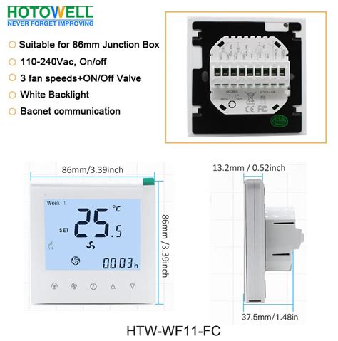 Bacnet Thermostat Hotowell Fan Coil Unit Digital Room Thermostat For Bms