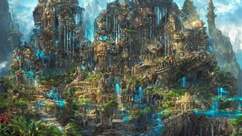 Lost City Atlantis Fantasy Artwork Award Winning Stable Diffusion