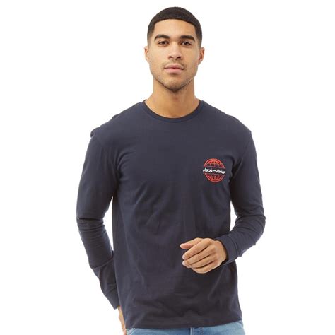 Buy Jack And Jones Mens Colton Long Sleeve T Shirt Navy Blazer