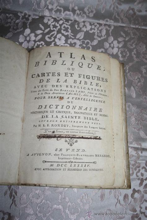 Atlas Biblique Ou Cartes Et Figures De La Bible Por L E Rondet AÑo 1784 De Agustin Calmet