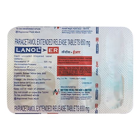 Lanol Er 650mg Tablet 10s Price Uses Side Effects Netmeds