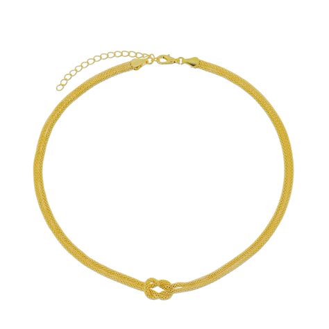 Choker Folheado a Ouro 18k Corrente Dupla Malha Oca Nó Dourado