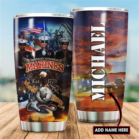 Personalized Marine Corps Tumbler Usmc Custom Name Insulated Stainless