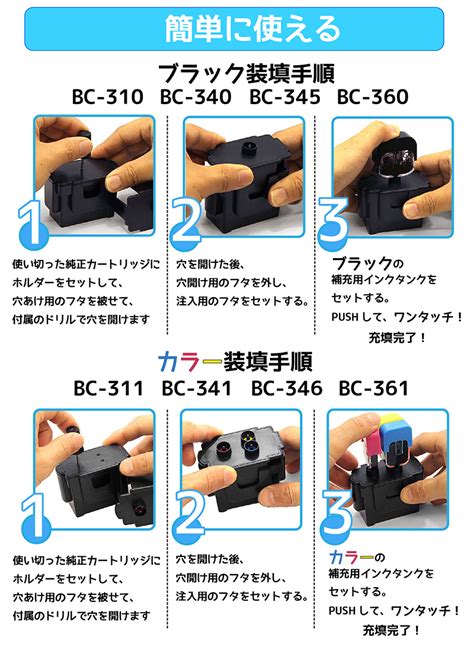 ★本日限定でポイント10倍 キヤノン サイインク Bc 360 Bc 361用 ブラック カラー3色一体 ワンタッチ詰め替えインク Bc 361 Bc361 対象機種 Pcサプライ・消耗品