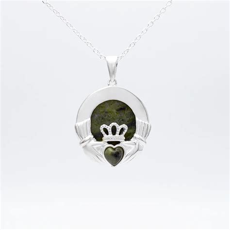 Connemara Marble Irish Claddagh Pendant Irish Jewelry Craft