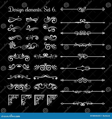 Floral Lines Filigree Design Elements Vector Vintage Line Elegant