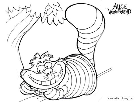 Alice In Wonderland Cheshire Cat Coloring Pages On The Tree Free