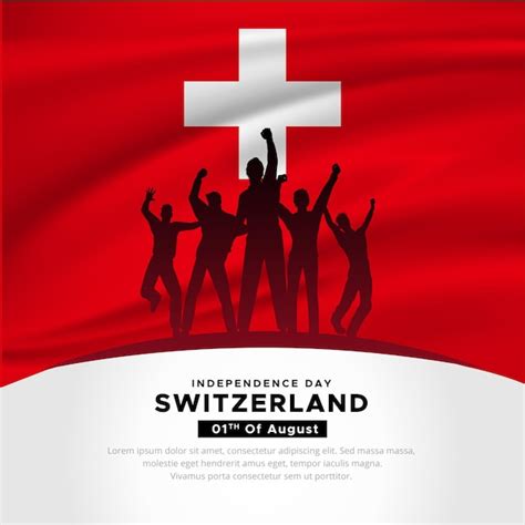 Diseño moderno del día de la independencia de suiza con juventud alegre