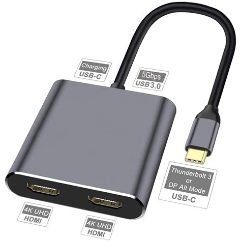 4 In1 Ift HDMI Ba Lant Noktas USB C HUB HDMI Destekler Ayna Ve Geni