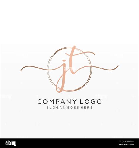 Jt Initial Handwriting Logo With Circle Hand Drawn Template Vector