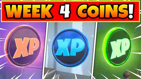 Fortnite Week 4 Xp Coins Locations Guide All Coins Purple Blue Gold And Green Tutorial