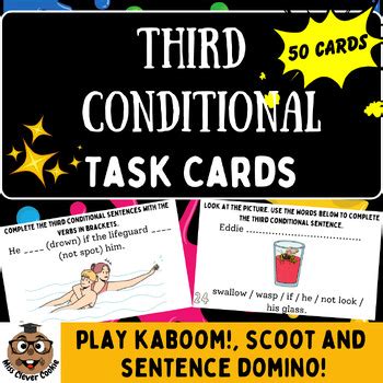 Third Conditional Task Cards - Kaboom Game, Scoot, Sentence Domino