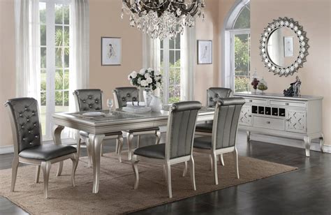 Edith Platinum Silver Dining Set Kfrooms Platinum Table Chairs