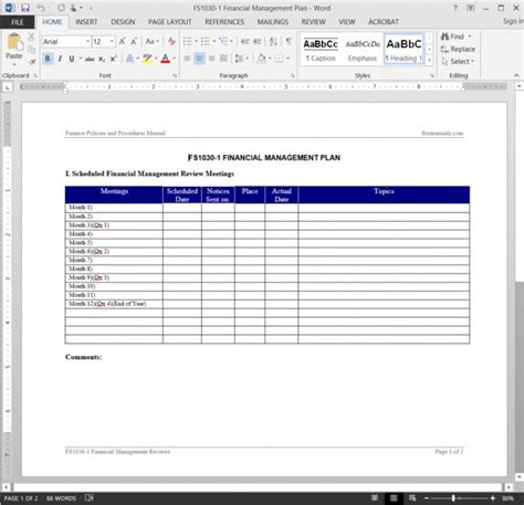 Financial Management Plan Template Fs10301 Financial Meeting Agenda Template Example Financial