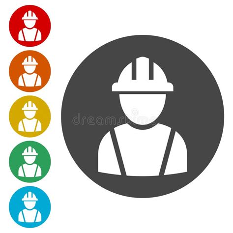 Contractor Icon Workers Icon Stock Vector Illustration Of Color