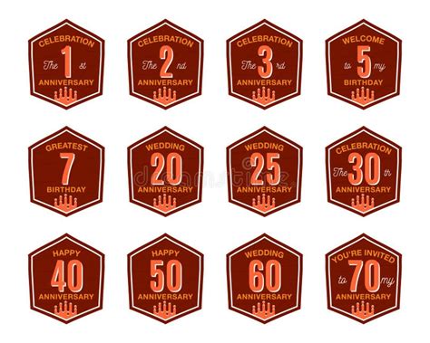 Anniversary Logo Templates Collection Wedding Badges In Flat Modern Style And Different Color