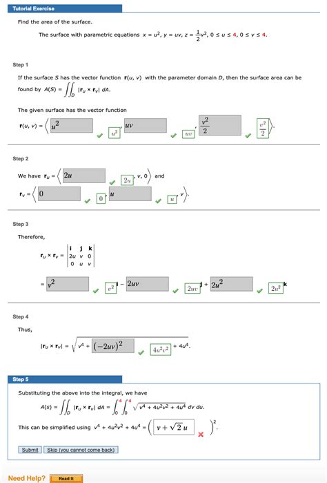 Solved Tutorial Exercise Find The Area Of The Surface The Chegg