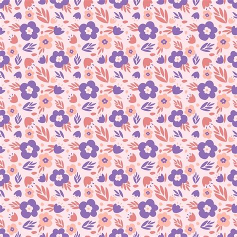 Premium Vector Doodle Purple Pastel Flower Seamless Pattern On A