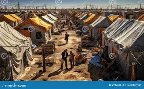 Refugee Camps. Rows of Tents for Temporary Accommodation of those Who Fled War and Lost Their ...