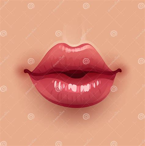 Glossy Pink Woman Lips Background Stock Vector Illustration Of