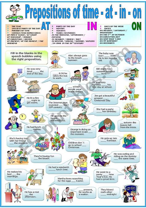 Prepositions Of Time At In On Esl Worksheet By Katiana F