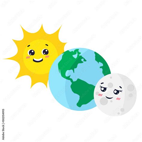 The sun and moon revolve around the earth, a cartoon character ...