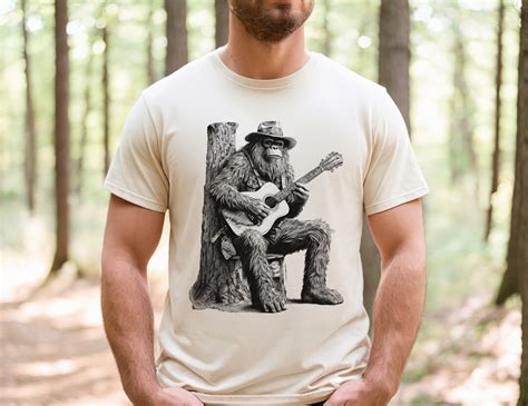 Bigfoot Guitar Shirt Gift For Outdoor Lover Sasquatch Shirts Hiking