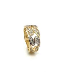 Inel Dama Din Aur Galben Si Alb K Crystal Gold Ring