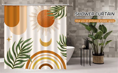 Jwxcbim Boho Mid Century Shower Curtain Bohemian Orange