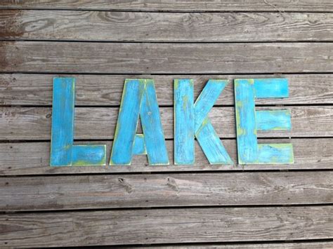 Lake Rustic Wood 15 Letters Painted And Distressed