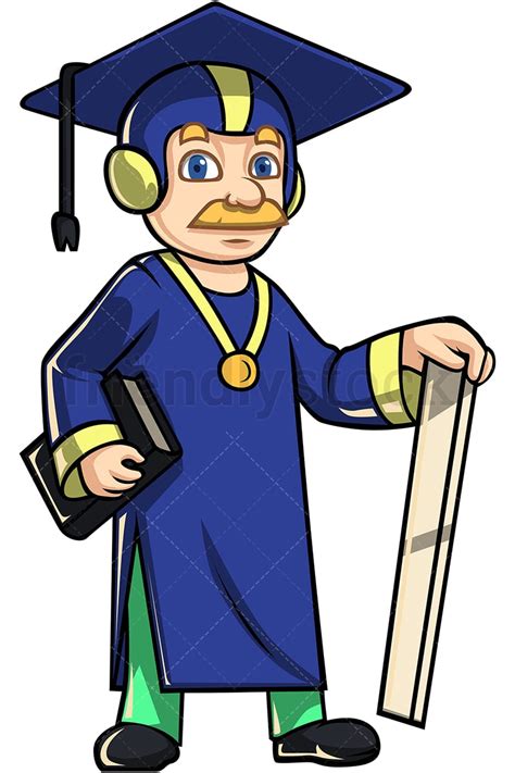 Teacher Superhero Wearing Academic Cap Cartoon Clipart Vector