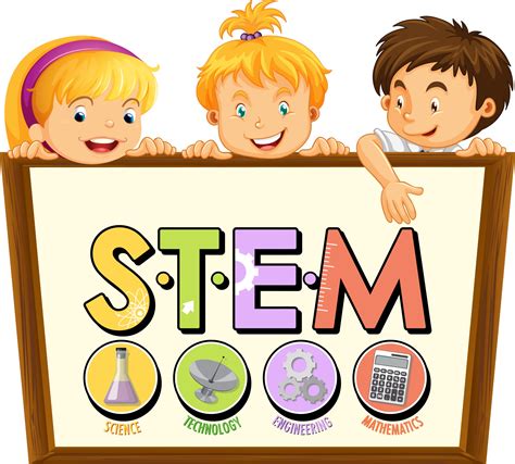 STEM education logo with little kids cartoon character 2978581 Vector ...