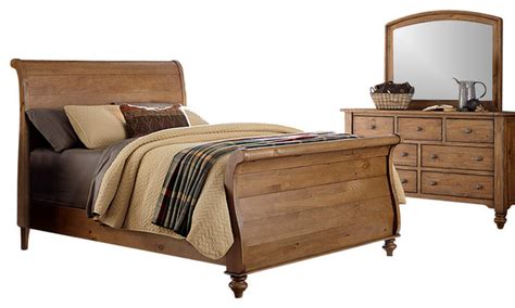 Bedroom Set with Solid Spruce Pine Wood and Vintage Light Pine Finish - Traditional - Bedroom ...