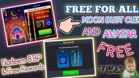 8 Ball Pool Eid Gift Rewards Claim Now Moon Dust Cue Dusk Avatar