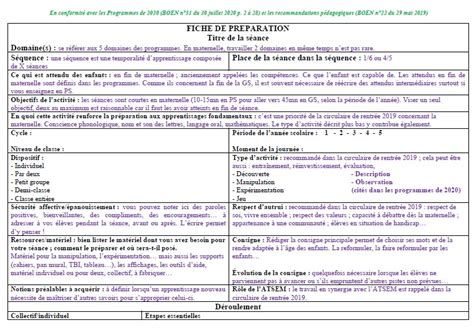 Fiche De Pr Paration Vierge Cycle Programme Et Aide La