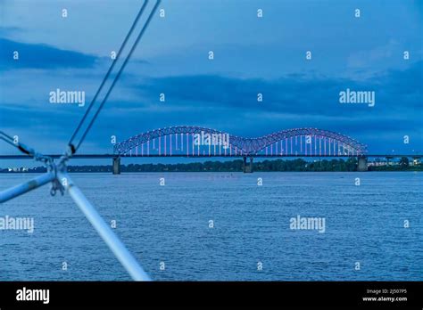 The Hernando De Soto Bridge And Memphis Skyline Seen At Dusk From The