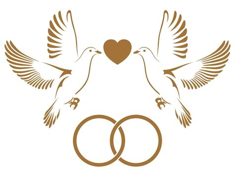 Premium Vector Two Doves Flying With Wedding Rings Vector Illustration