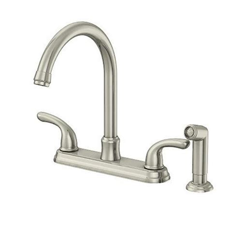 Glacier Bay Builders 2 Handle Standard Kitchen Faucet With Sprayer In Stainless Steel Silver