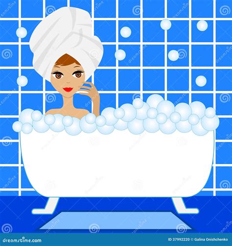 Young Woman Take A Bath With Foam Stock Vector Illustration Of Health