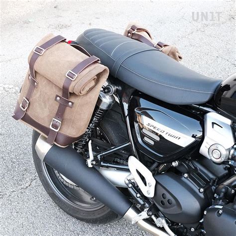 Borsa Laterale In Crosta Di Cuoio Telaio Triumph Speed Twin 1200 DX