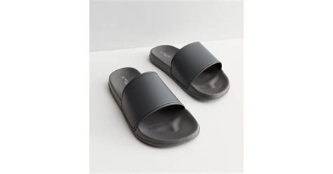 Dark Grey Plain Sliders New Look