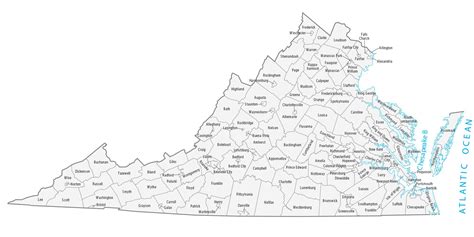 Virginia County Map Printable | Ruby Printable Map