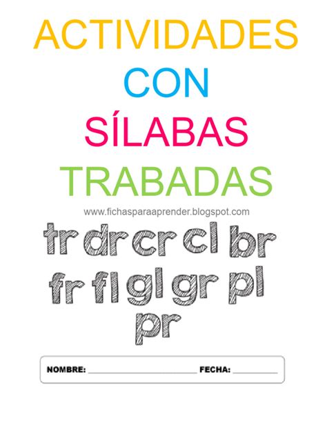 Fichas Para Aprender Sílabas Trabadas Pdf