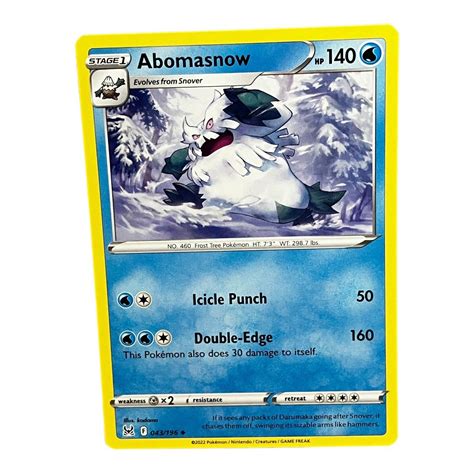 Abomasnow Lost Origin Pokemon Uncommon Card Lp Ebay