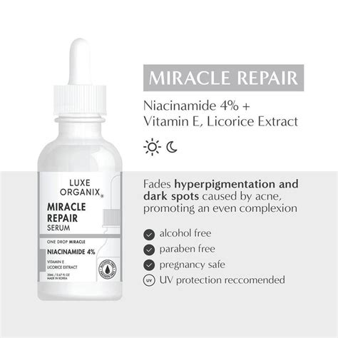 Luxe Organix Miracle Repair Serum Niacinamide 4 Vitamin E 30ml