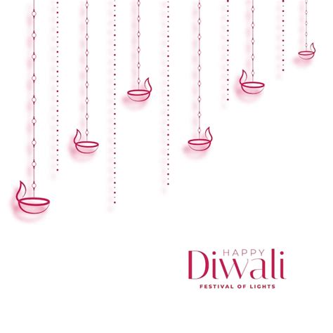 Diya decorativo feliz diwali en diseño de fondo blanco Vector Gratis