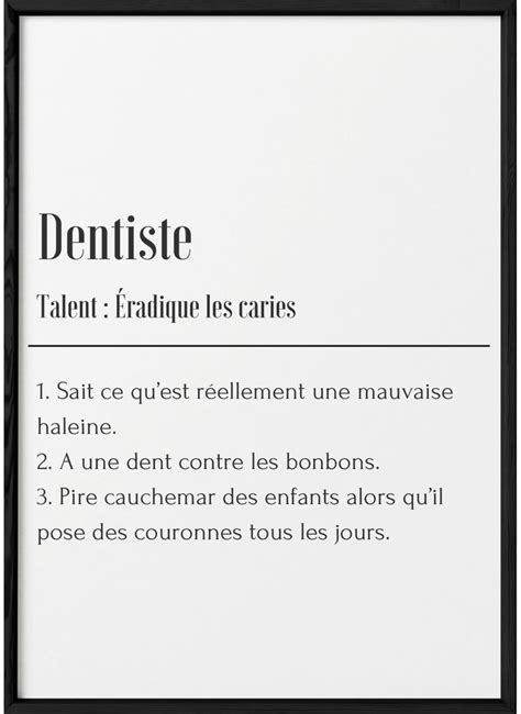 Affiche D Finition M Tier Dentiste Lafficherie Dentiste Affiche