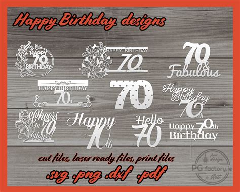 Happy Birthday 70th Svg Cake Topper Svg Birthday Cake Topper Etsy