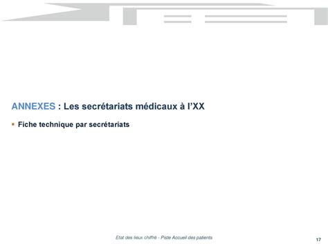 Piste Accueil Du Patient Etat Des Lieux Chiffre Du Fonctionnement